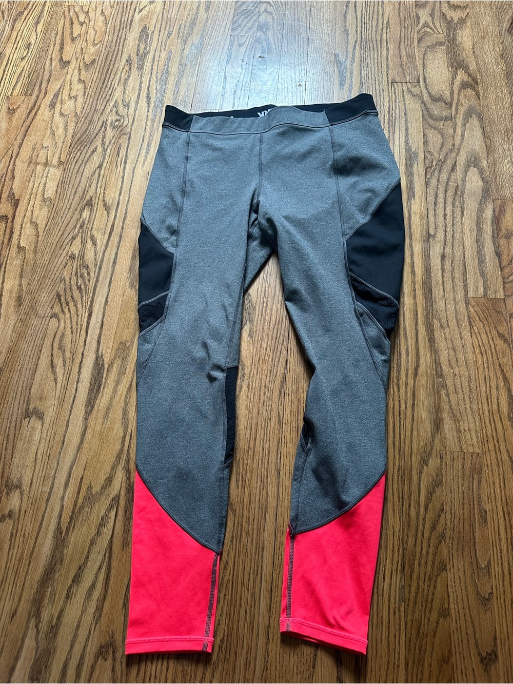 Ivy Park Charcoal Gray & Hot Pink Mesh Panel Leggings Size XL